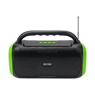 Колонка портативна акумуляторна із сонячною панеллю та ліхтариком Bluetooth TS-5579 Чорна з зеленим 37653 фото