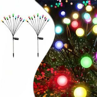 Комплект садових світильників декоративних Світлячки 2 шт по 10LED RGB 70см 27145 фото