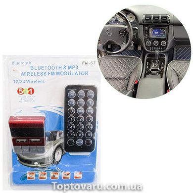 Авто модулятор Bluetooth & MP3 Wireless FM Modulator FM-S7 Чорний NEW фото