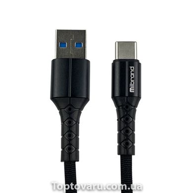Кабель Mibrand MI-12 High Current Charging Line USB for Type-C 5A 1m Black MIDC/12TB-00001 фото