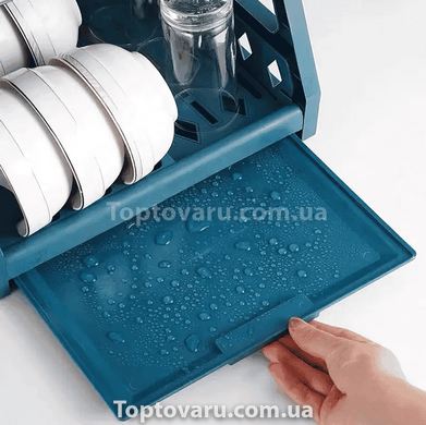 Сушилка для посуды двухъярусная пластиковая Голубая 15251 фото