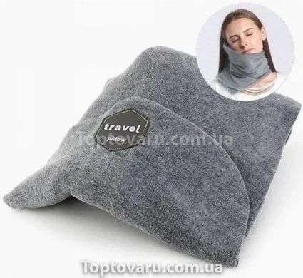 Дорожная подушка шарф для путешествий Travel Pillow Серая 12414 фото