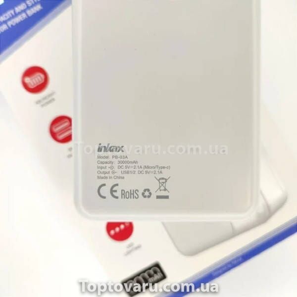Power bank на два выхода 30000 mAh INKAX PB-03A Белый 19997 фото