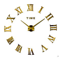 Настенные часы 3D DIY CLOCK "Сделай сам" Большие с римскими цифрами Золото 11252 фото