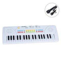 Дитячий синтезатор на 37 клавіш, мікрофон, запис, USB/батарейки, Білий 7725 фото