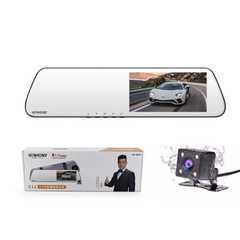 Автомобільне дзеркало відеореєстратор DVR C11 metal з двома камерами 5593 фото