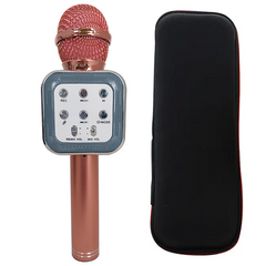 Караоке микрофон bluetooth WS-1818 Розовое золото + Чехол 9200 фото