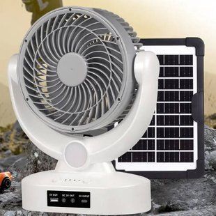 Вентилятор портативный аккумуляторный на солнечной панели 3.7V/2400 мАч Megatop MT-801LS Белый 26263 фото