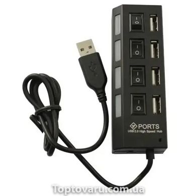 4-х портовий USB ports розгалужувач із вимикачем Чорний 11301 фото