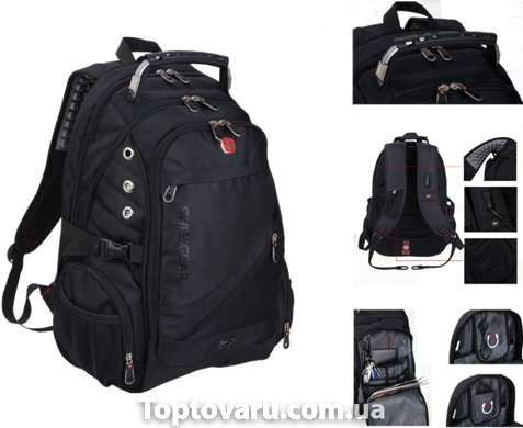 Рюкзак Swiss gea 8810 с дождевиком + замок в подарок Black 722 фото
