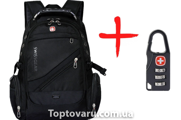 Рюкзак Swiss gea 8810 з дощовиком + замок в подарунок Black 722 фото