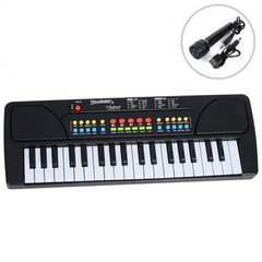 Дитячий синтезатор на 37 клавіш, мікрофон, запис, USB/батарейки, Чорний 7726 фото