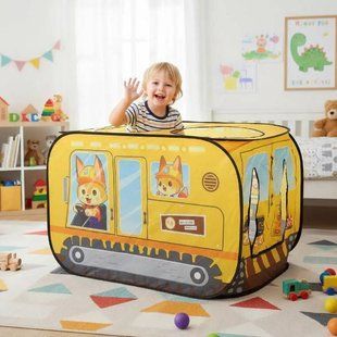 Палатка детская игровая Спецтехника 110*70*70см Kids Indoor Outdoor Playhouse YELLOW Желтая 32225 фото