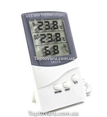 Гігрометр-термометр з виносним датчиком температури TA 318 Білий 6177 фото