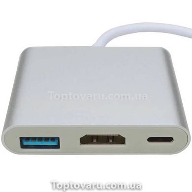 Перехідник Type C 3.0 HUB (гн. USB type C + гн. HDMI + гн. USB 3.0), з кабелем 10см 11094 фото