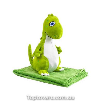 Мягкая игрушка подушка + плед 156*120см 3в1 Динозаврик Зеленый 15468 фото