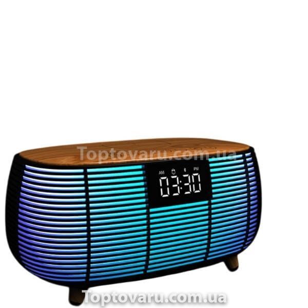 Колонка Bluetooth с часами и беспроводной зарядкой NSP-2312 Черная 28145 фото