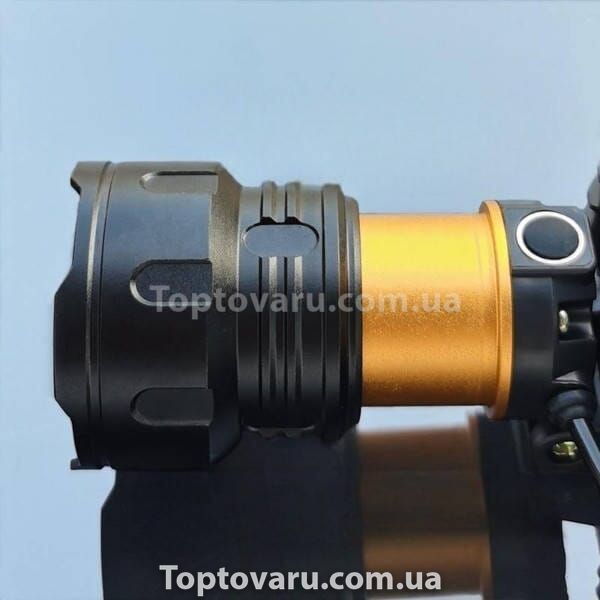 Фонарь налобный аккумуляторный 3x18650 ЗУ Type-C 8078-P360 Черный 33455 фото