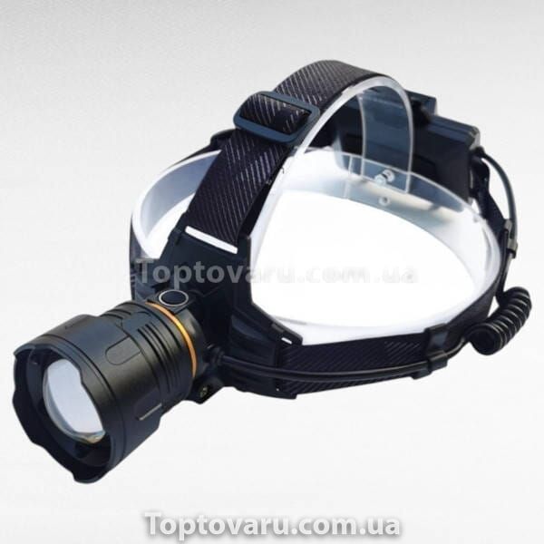 Фонарь налобный аккумуляторный 3x18650 ЗУ Type-C 8078-P360 Черный 33455 фото