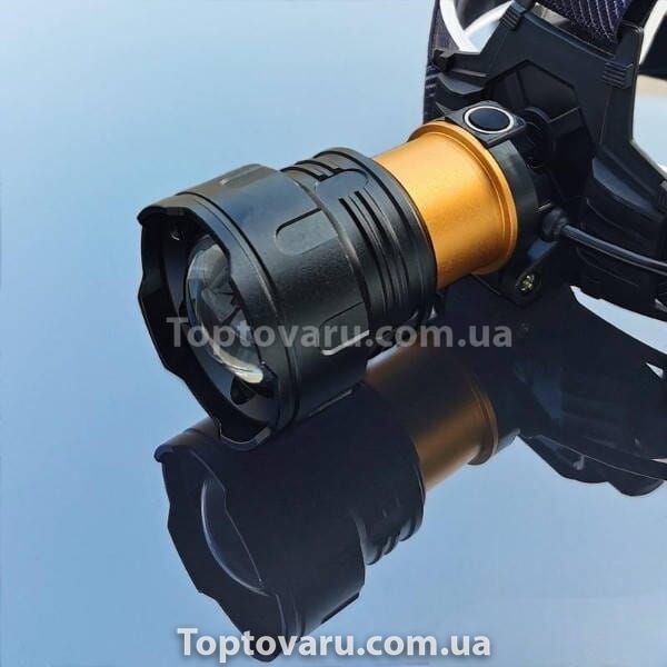 Фонарь налобный аккумуляторный 3x18650 ЗУ Type-C 8078-P360 Черный 33455 фото