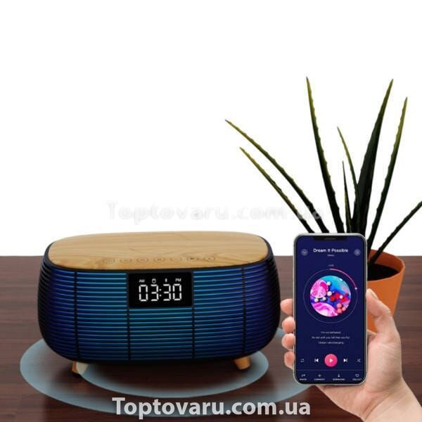 Колонка Bluetooth с часами и беспроводной зарядкой NSP-2312 Черная 28145 фото