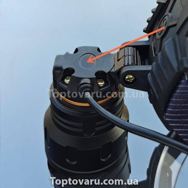 Фонарь налобный аккумуляторный 3x18650 ЗУ Type-C 8078-P360 Черный 33455 фото