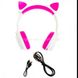 Беспроводные Bluetooth наушники с кошачьими ушками LED ZW-028C Розово белые 17969 фото 2