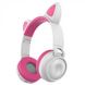 Беспроводные Bluetooth наушники с кошачьими ушками LED ZW-028C Розово белые 17969 фото 1