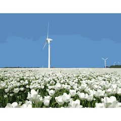 Картина за номерами Strateg ПРЕМІУМ Вітрильник у полі квітів розміром 40х50 см (DY089) DY089-00002 фото