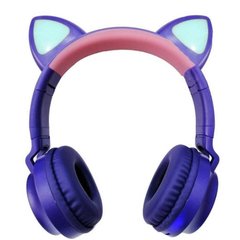 Беспроводные Bluetooth наушники с кошачьими ушками LED ZW-028C Фиолетовые 17968 фото