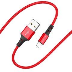 Кабель BOROFONE BX20 USB to iP 2A, 1m, nylon, TPE connectors, Red BX20LR-00001 фото