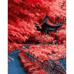 Картина за номерами Strateg ПРЕМІУМ Червоне листя Японії розміром 40х50 см (DY275) DY275-00002 фото