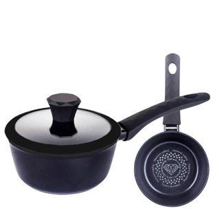 Ковш с алмазным антипригарным покрытием и крышкой EDENBERG EB-3482 1.5л Черный 26549 фото