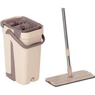 Комплект для прибирання відро та швабру HouseWork flat bucket Mop 8л Коричневий 10877 фото