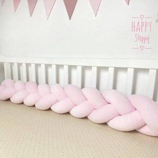 Бортик у дитяче ліжечко Косичка 120*18см тканина Велюр Bimbo Рожева 24779 фото