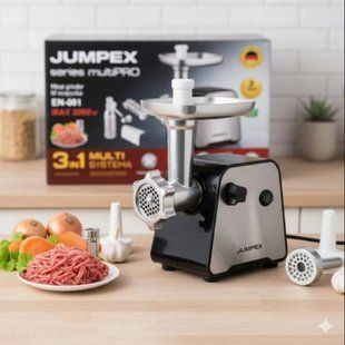 Мясорубка со сменными насадками для соков и колбас 3в1 3000Вт Jumpex series multi EN-001 Серая 33029 фото