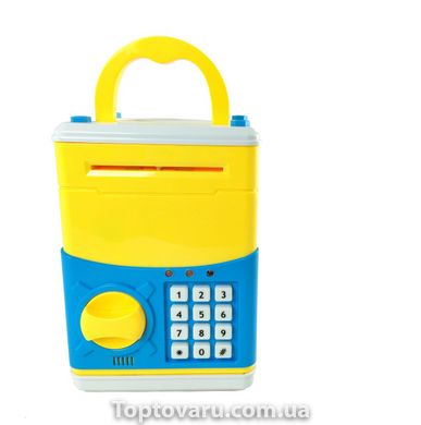 Дитячий сейф-скарбничка Cartoon Bank з кодовим замком жовто-блакитний NEW фото