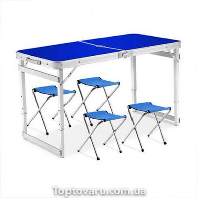 Стіл і стільці для пікніка з посиленими ніжками Folding Table Синій 6600 фото