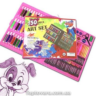 Набор художника для творчества Art Set 150 предметов розовый + Подарок Пластилин 3458 фото
