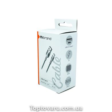 Кабель Mibrand MI-13 Feng World Charging Line USB for Type-C 2A 1m Black/Grey MIDC/13TBG-00001 фото