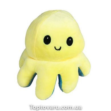 Мягкая игрушка осьминог перевертыш двусторонний «веселый + грустный» Желтый и голубой 9520 фото