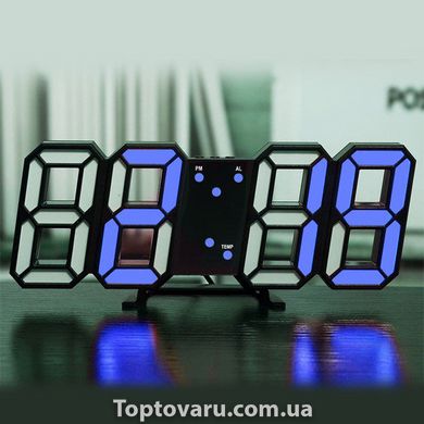 Электронные настольные часы с будильником и термометром LY 1089 Черные с синей подсветкой 7342 фото