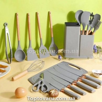 Набір кухонного приладдя 19 предметів Kitchen Set Сірий 15646 фото