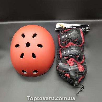 Набор защиты шлем и наколенники комплект черный, синий, красный (в ассортименте) 4085 фото