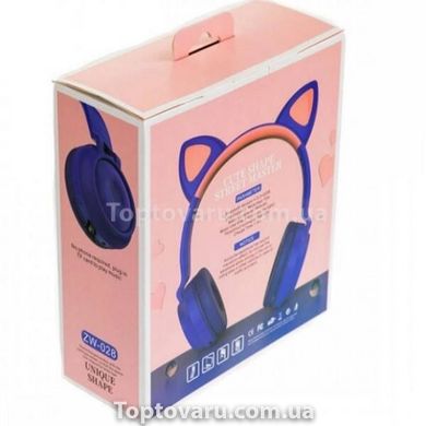 Беспроводные Bluetooth наушники с кошачьими ушками LED ZW-028C Фиолетовые 17968 фото
