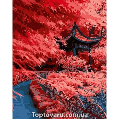 Картина за номерами Strateg ПРЕМІУМ Червоне листя Японії розміром 40х50 см (DY275) DY275-00002 фото