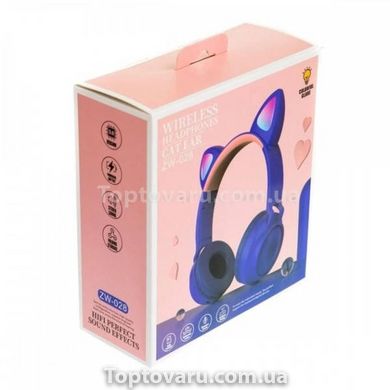 Бездротові навушники Bluetooth з котячими вушками LED ZW-028C Фіолетові 17968 фото