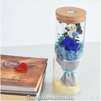 Троянда в колбі з LED підсвічуванням Велика №A52 синя NEW фото
