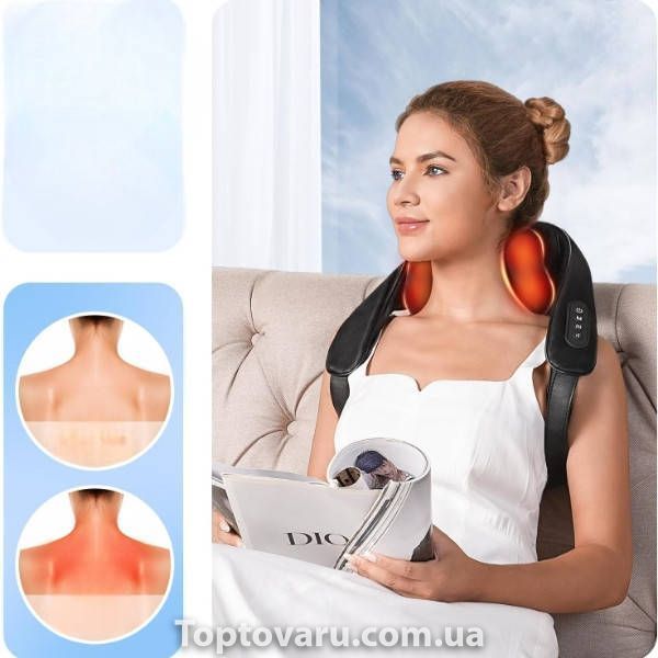 Массажер аккумуляторный согревающий для шеи Neck Massage Черный 34895 фото