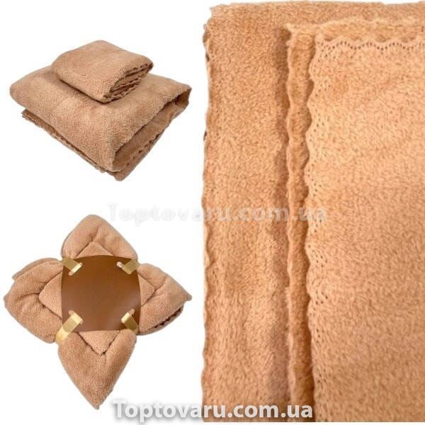Набір рушників 2шт 145*80см та 75*35см Towel blanket 521-2415 Коричневий 23181 фото